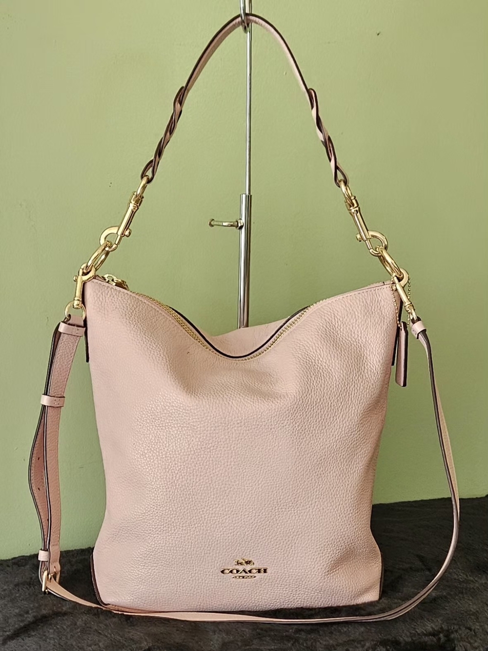 Coach Abbey Duffle Pebble Leather Pink Shoulder Crossbody Bag